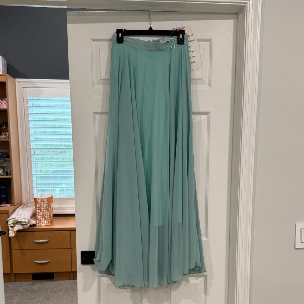 Light Teal Chiffon Maxi Skirt